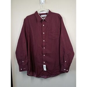 NICK GRAHAM Everywhere Men Shirt Modern-Fit Stretch Dress XL 34-35 Burgundy New